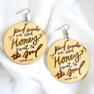 NWT Bible Verse Dangle Earrings - Faith Accessories, Bohemian, Proverbs 16:24